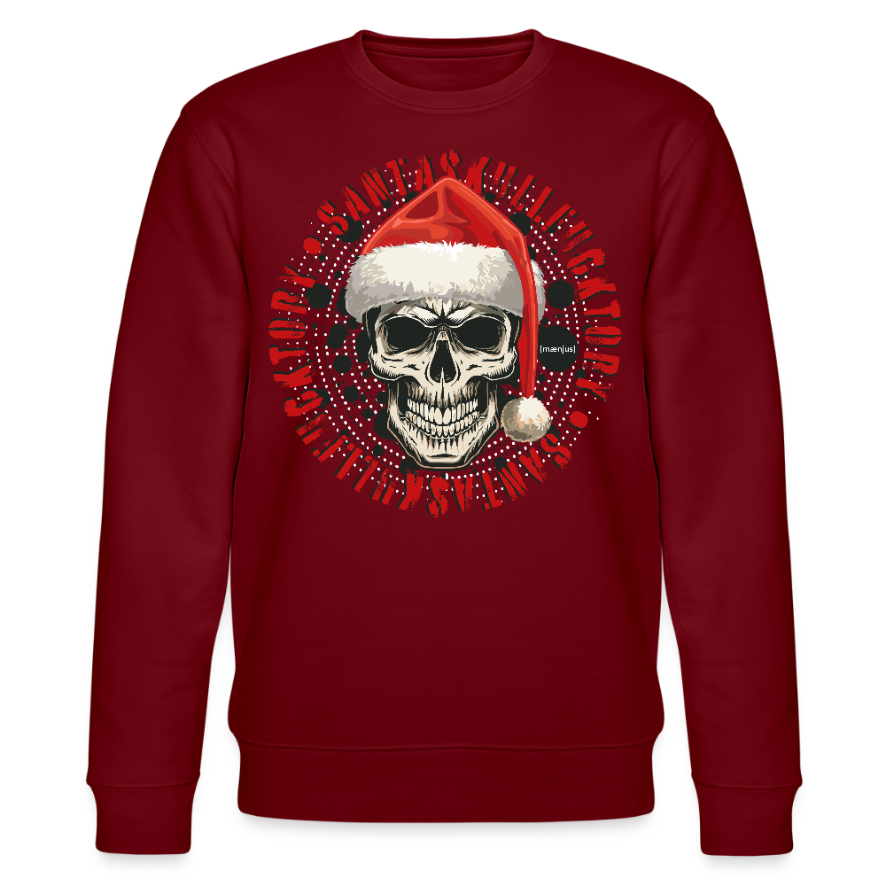 Unisex Bio-Sweatshirt mit SANTASKULL FUCKTORY PRINT - Burgunderrot