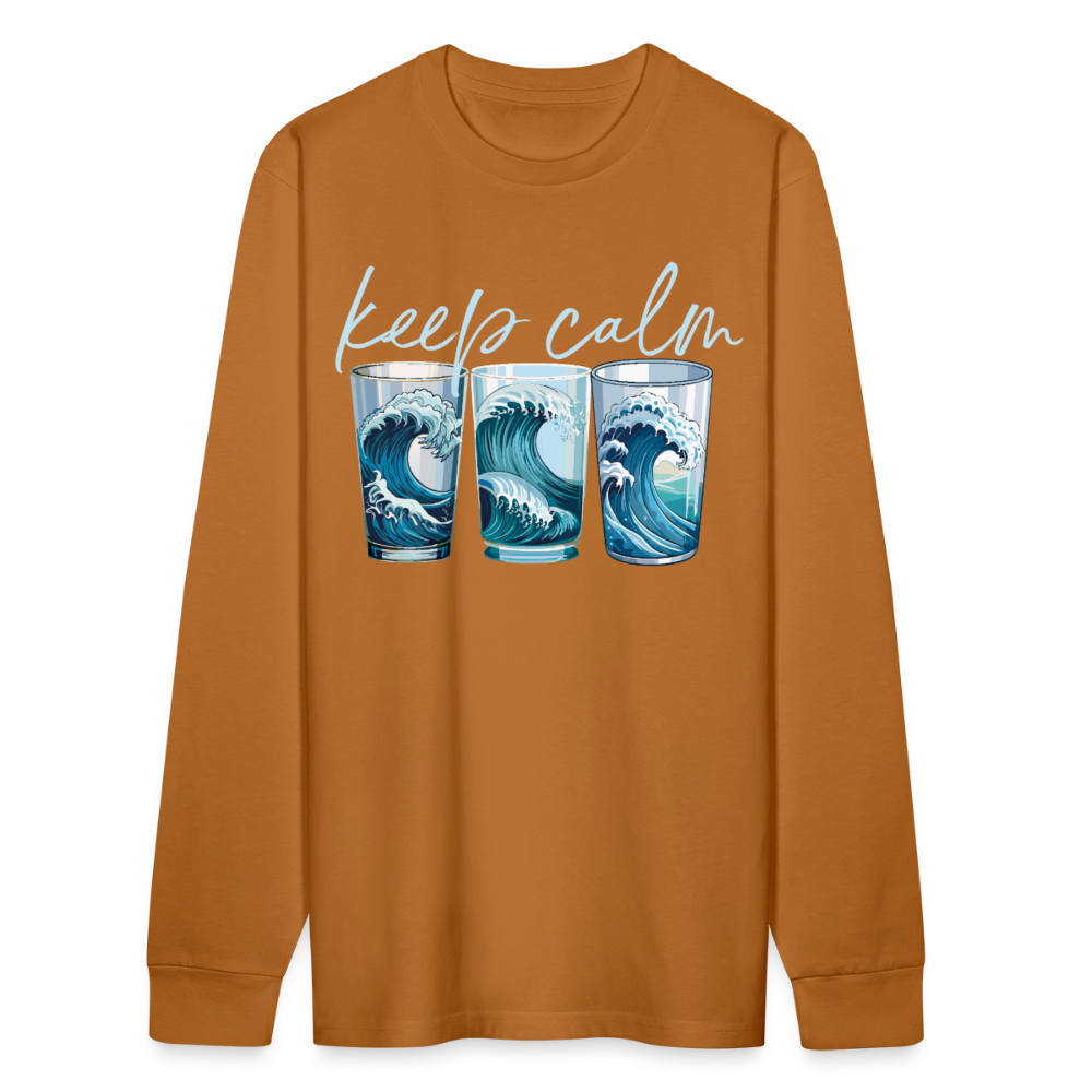 Unisex Bio-Langarmshirt mit KEEP CALM PRINT - Herbstorange