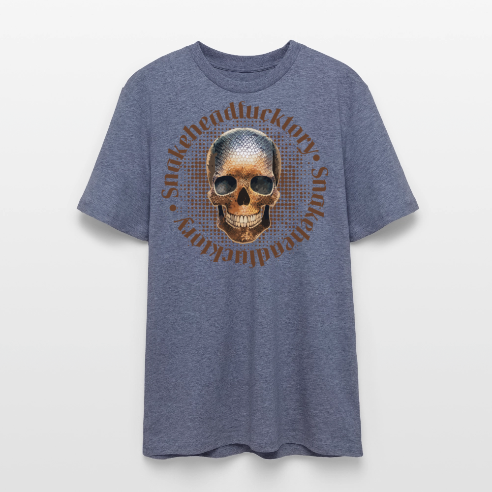 Unisex Bio-T-Shirt mit SNAKEHEAD SKULL PRINT Vorderseite - Dunkelblau meliert