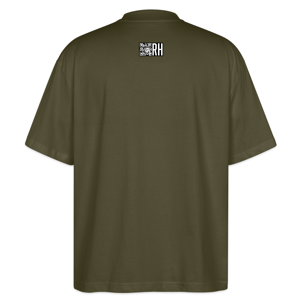 Oversized Unisex Bio T-Shirt mit CREATIVE VIRUS INSIDE PRINT Vorderseite - Khaki