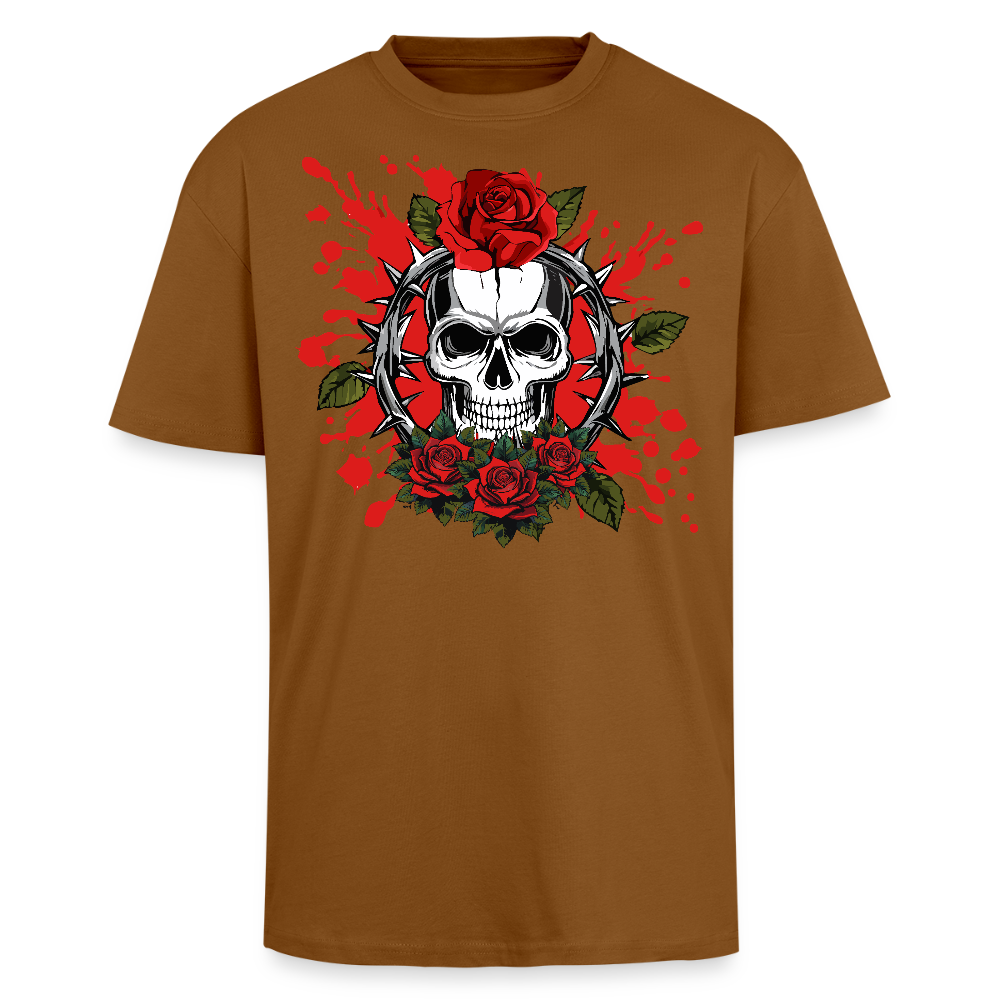 Heavy Oversize T-Shirt mit ROSEN SKULL PRINT - Toffee