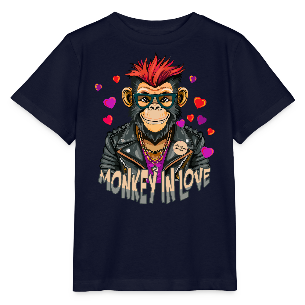 MNJS KIDS T-Shirt mit MONKEY IN LOVE PRINT - Navy
