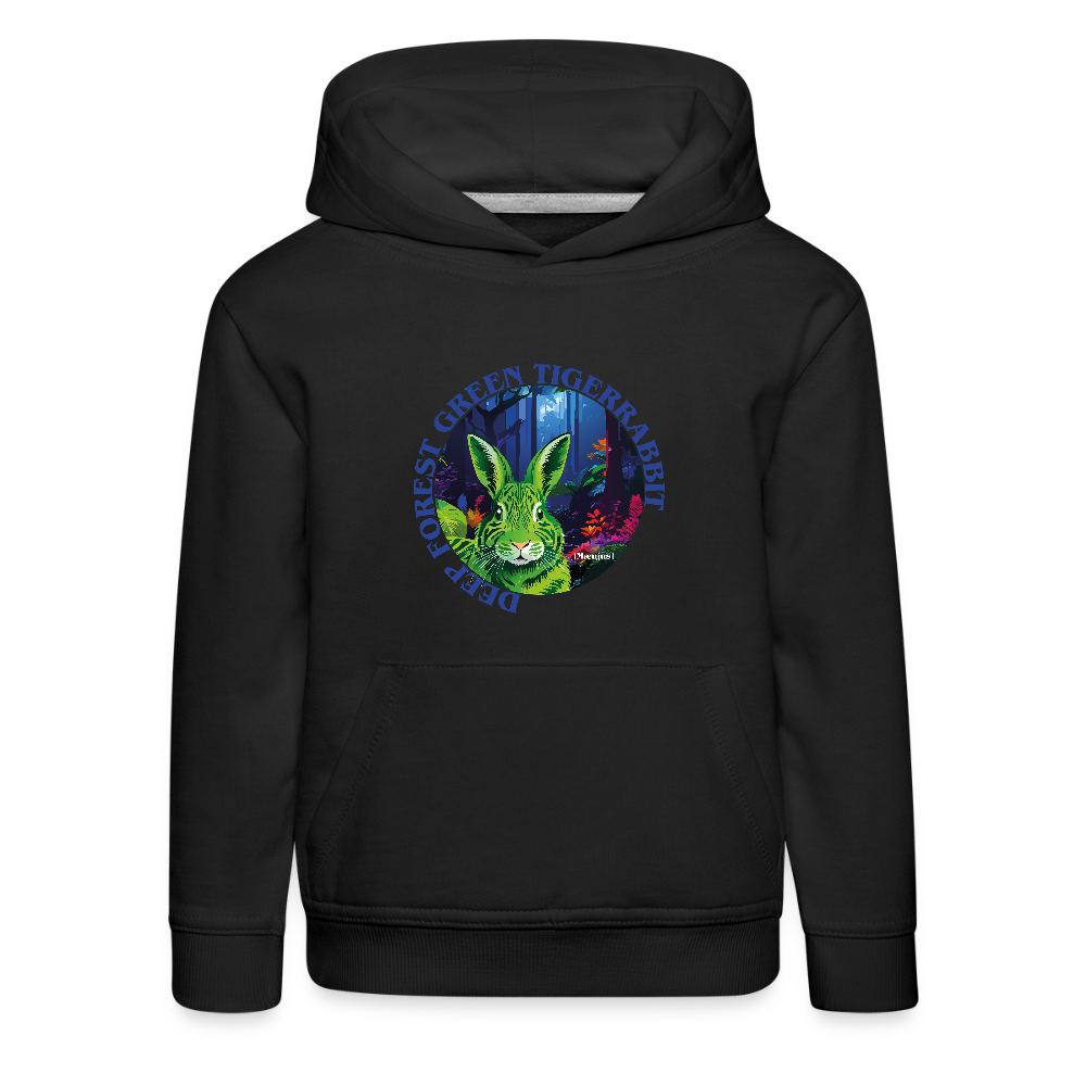 MNJS KIDS Premium Hoodie mit DEEP FOREST GREEN TIGERRABBIT PRINT - Schwarz