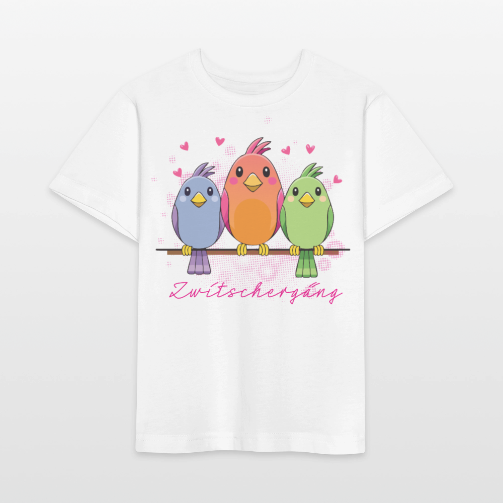 MNJS KIDS Bio T-Shirt mit ZWITSCHERGÄNG PRINT - Weiß