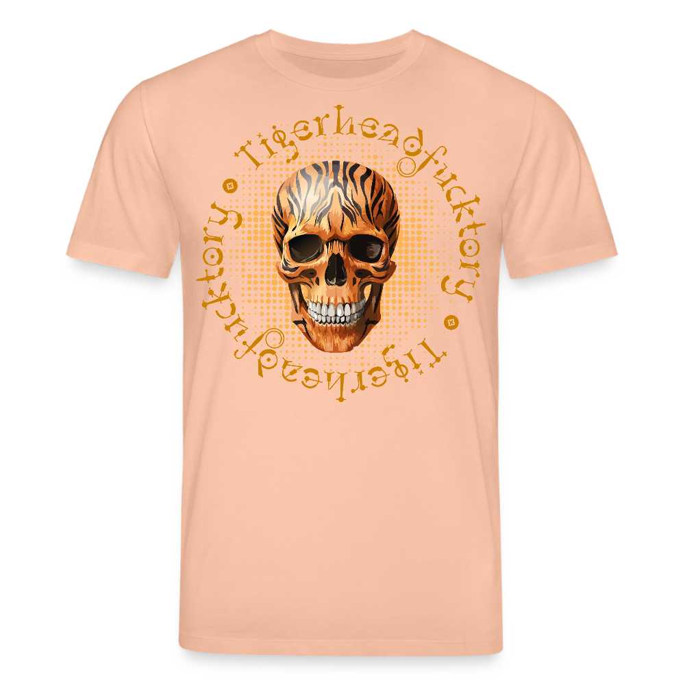 Unisex Bio-T-Shirt mit TIGERHEAD SKULL PRINT Vorderseite - Pfirsich