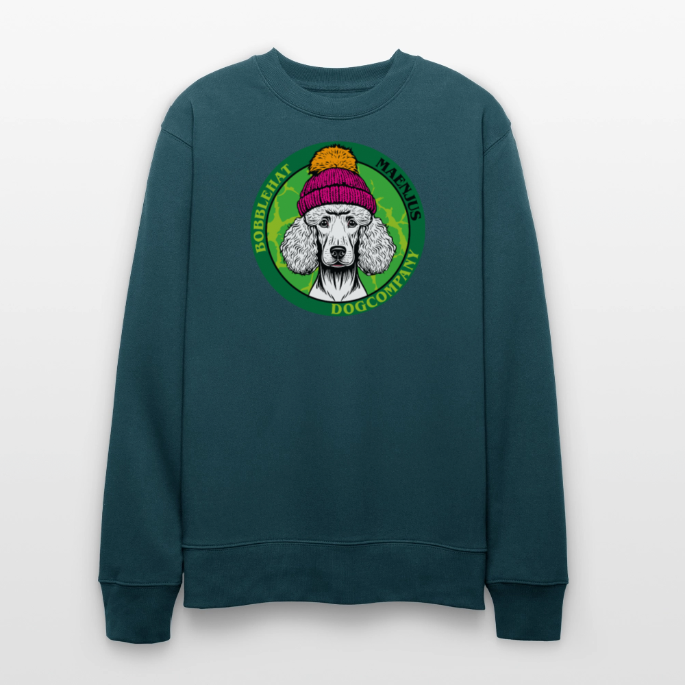 Unisex Bio-Sweatshirt mit BOBBLEHAT DOGCOMPANY PRINT - Dunkles Petrol
