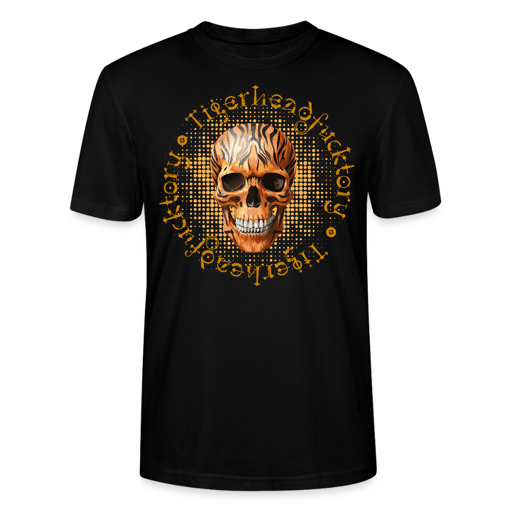 Unisex T-Shirt mit TIGERHEAD SKULL PRINT Vorderseite - Schwarz