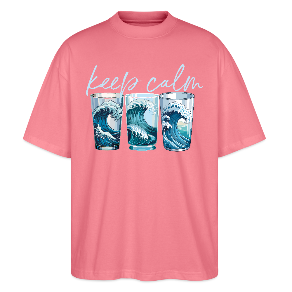 Oversized Unisex Bio T-Shirt mit KEEP CALM PRINT - Pink 
