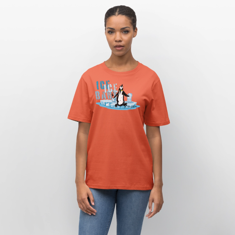 Unisex Bio-T-Shirt mit ICE ICE BABY PINGUIN PRINT - Hellrot