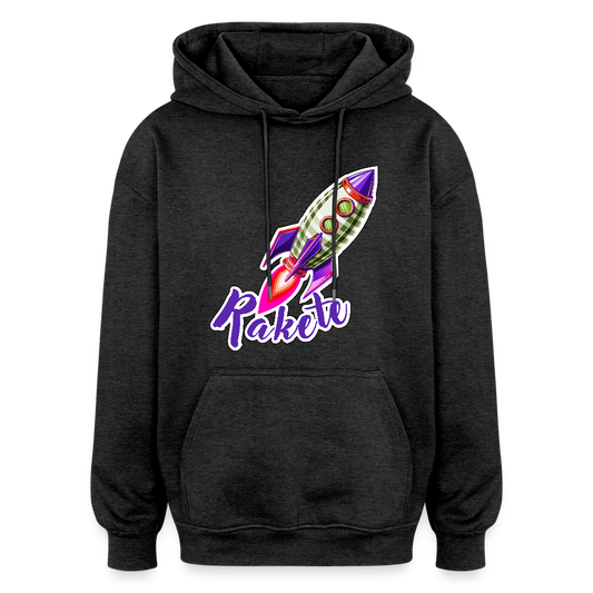 Oversized Unisex Hoodie mit RAKETE PRINT - Anthrazit
