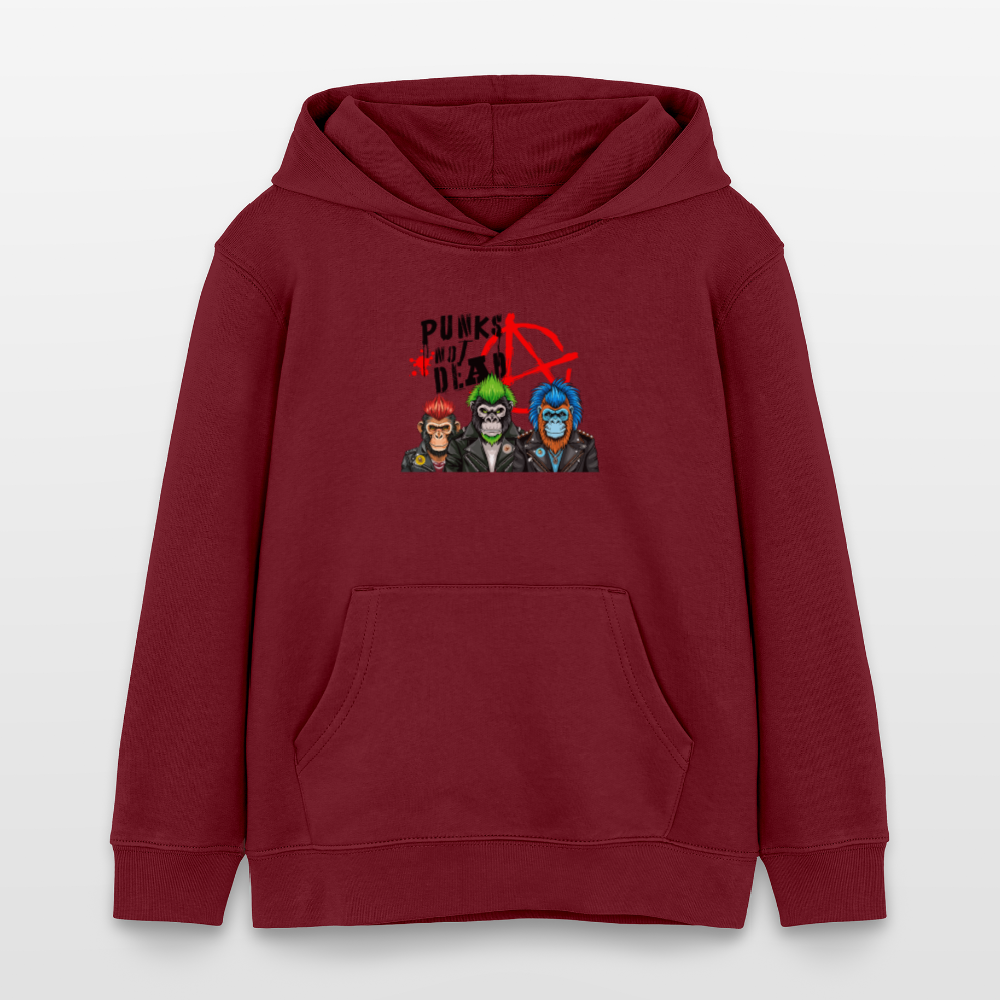 MNJS KIDS Bio-Hoodie mit PUNKS NOT DEAD PRINT - Burgunderrot