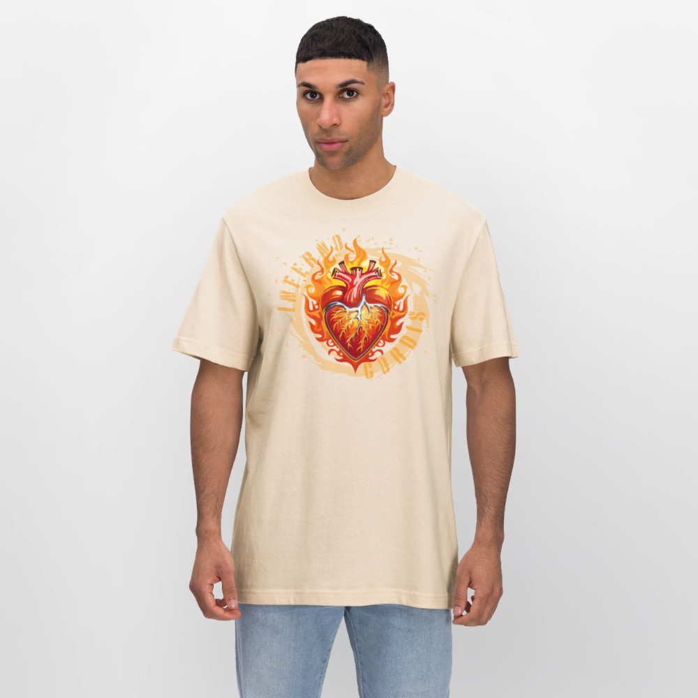 Unisex Bio-T-Shirt mit FEUERHERZ ORANGE PRINT - Weißgrau