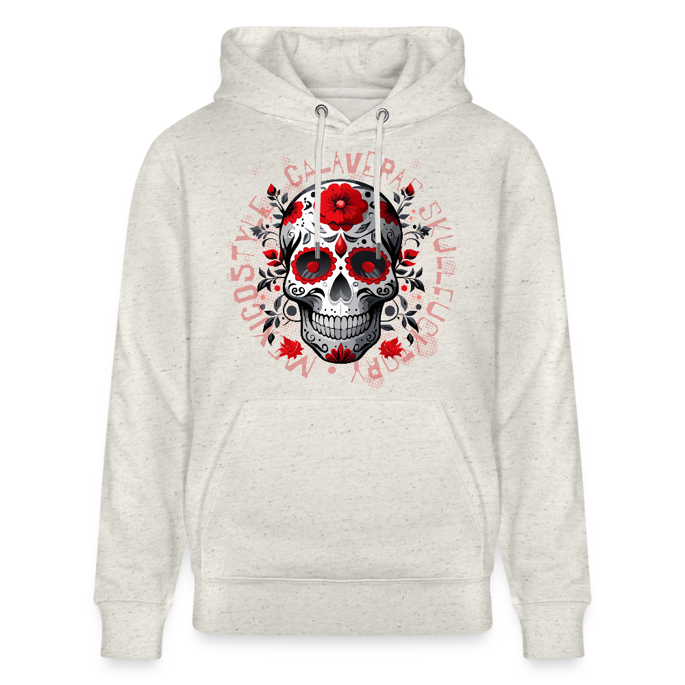 Unisex Hoodie mit CALAVERAS SKULL PRINT - Beige meliert