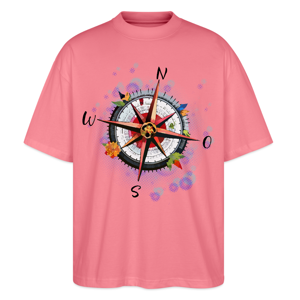 Oversized Unisex T-Shirt mit WINDROSE PRINT - Pink 