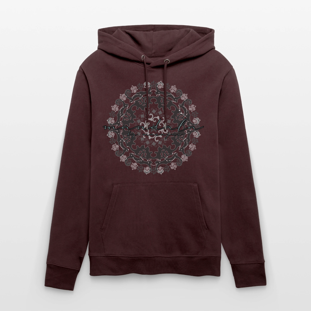 Unisex Bio-Hoodie mit BLACK MANDALA PRINT - Maroon