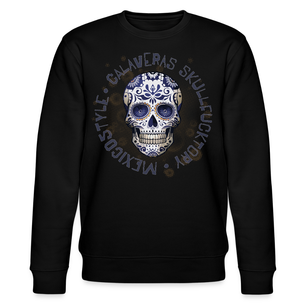 Unisex Bio-Sweatshirt mit CALAVERAS SKULL PRINT - Schwarz