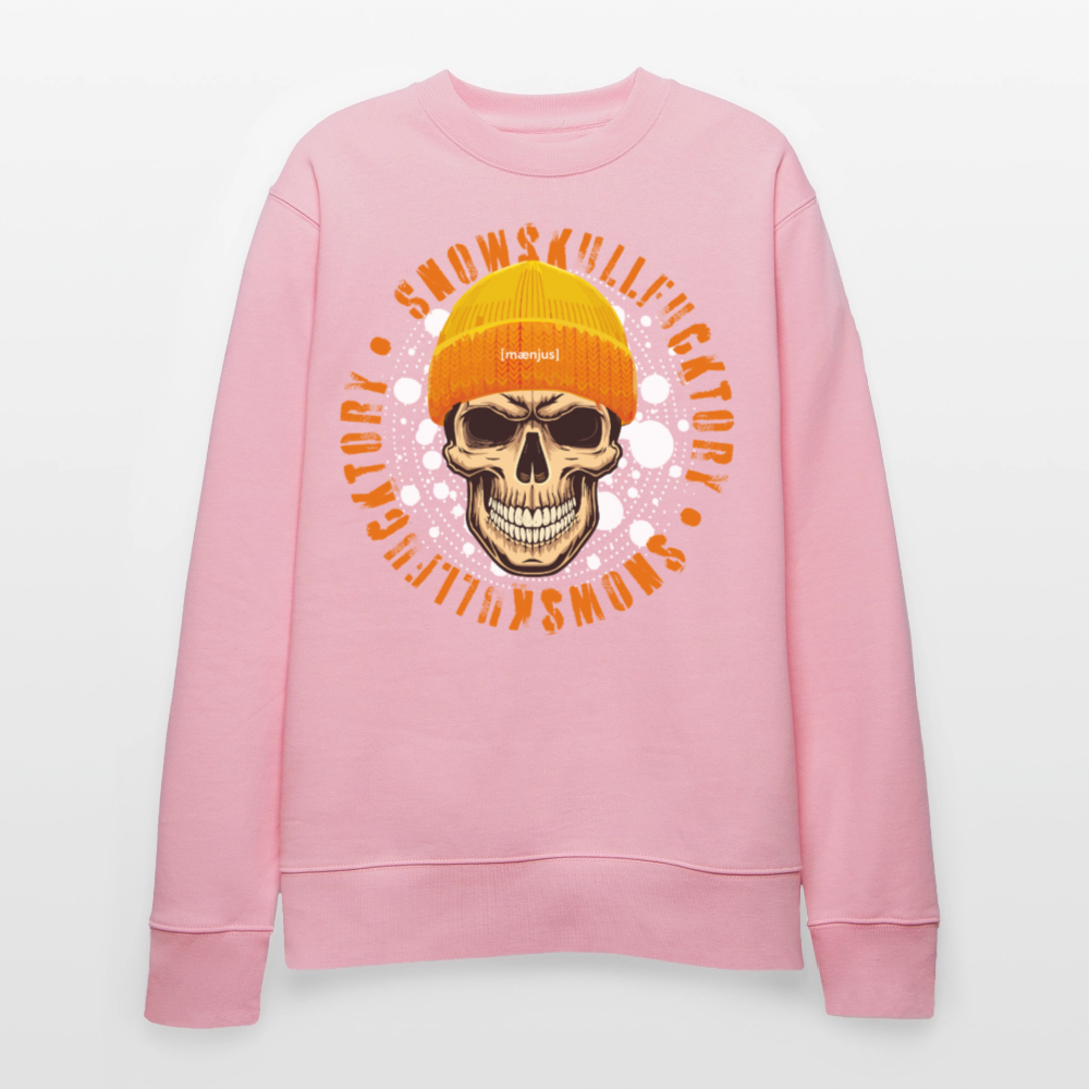 Unisex Bio-Sweatshirt mit SNOWSKULL FUCKTORY PRINT - Hellrosa