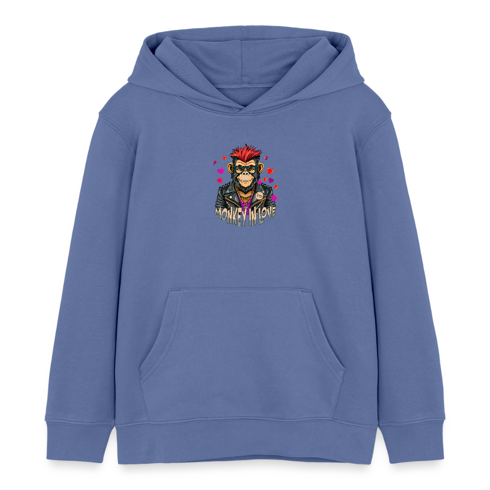 MNJS KIDS Bio-Hoodie mit MONKEY IN LOVE PRINT - Blau