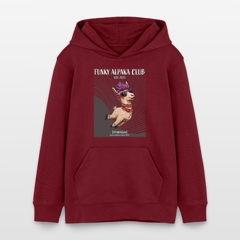 MNJS TEENS Bio-Hoodie mit FUNKY ALPAKA CLUB PRINT - Burgunderrot