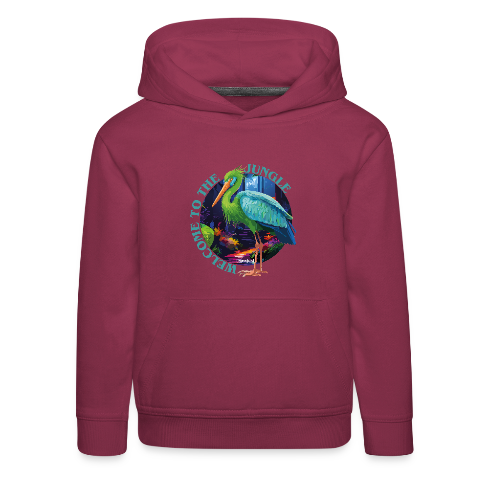 MNJS KIDS Premium Hoodie mit WELCOME TO THE JUNGLE PRINT - Bordeaux