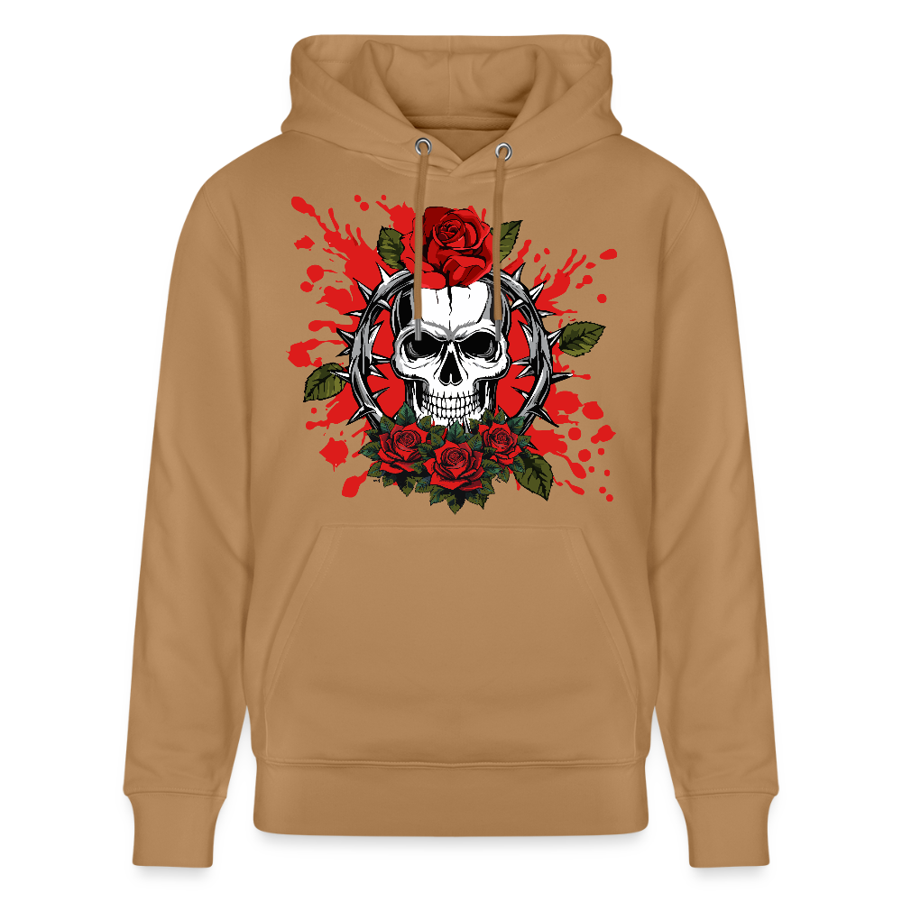 Unisex Hoodie mit ROSENSKULL PRINT - Karamell 