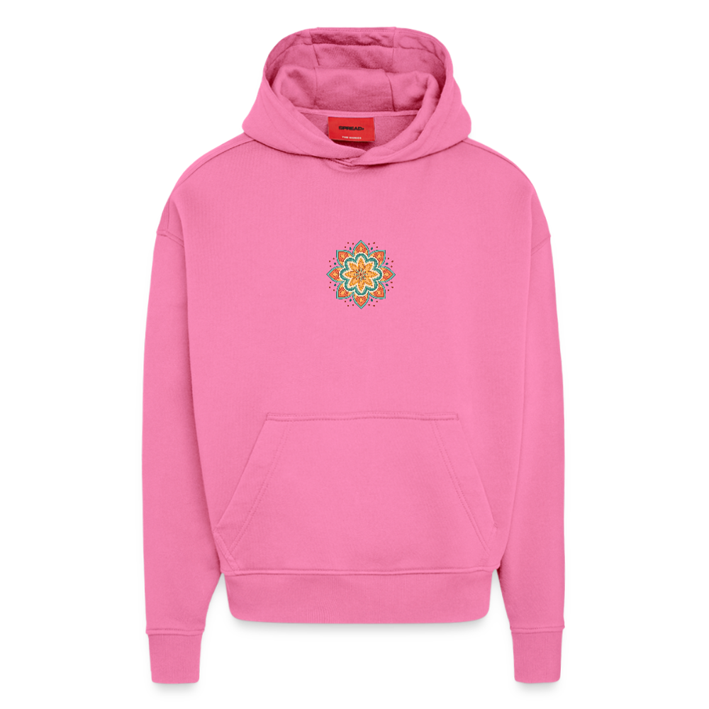 Heavyweight Oversized Organic Hoodie Made in EU mit Mandala Vibes Print - AURA PINK