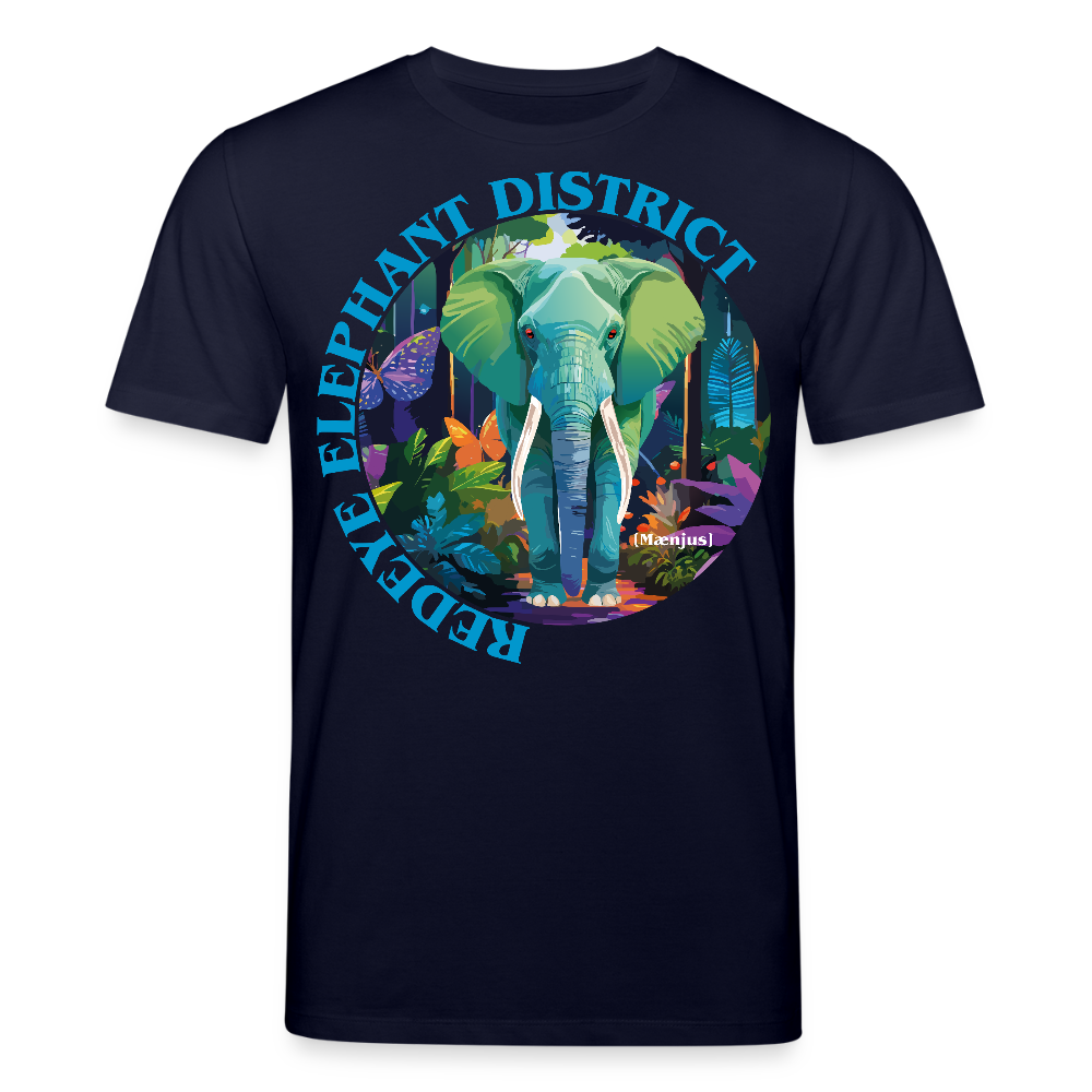 Unisex Bio-T-Shirt mit REDEYE ELEPHANT DISTRICT PRINT Vorderseite - Navy