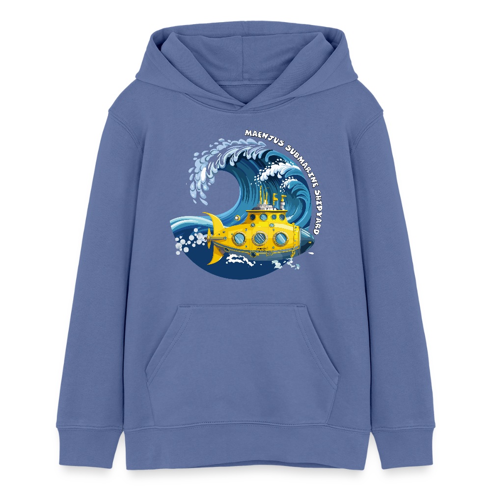 Teens Bio-Hoodie mit MAENJUS SUBMARINE SHIPYARD PRINT - Blau