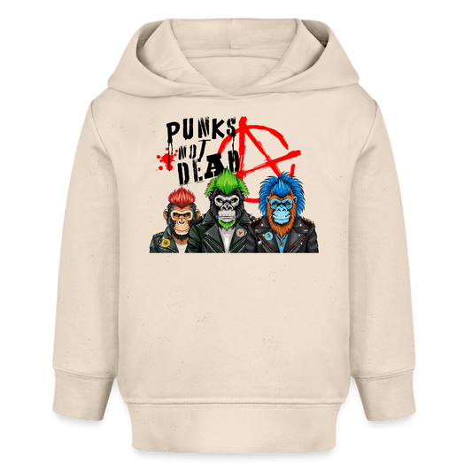 MNJS KIDS Bio Hoodie mit PUNKS NOT DEAD PRINT - Weißgrau