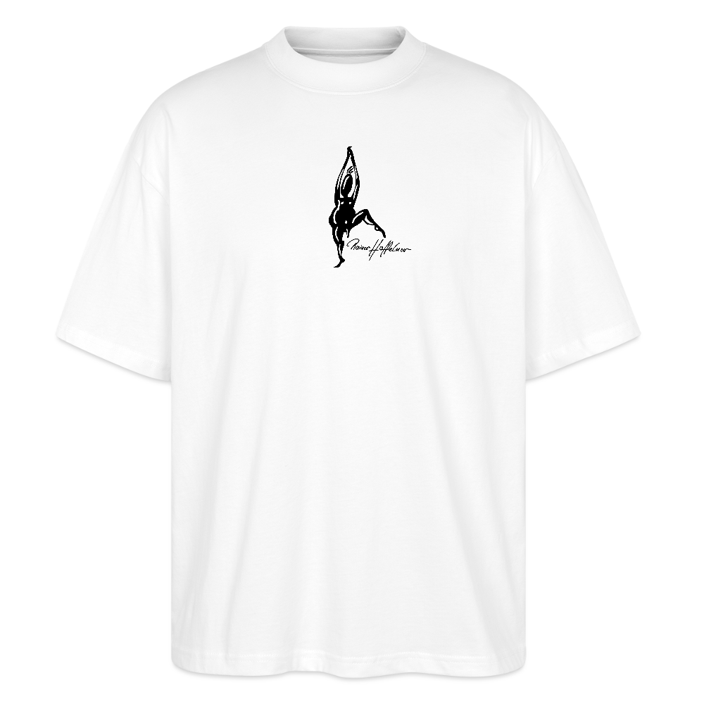 Oversized Unisex Bio T-Shirt mit TUSCHEMÄNNCHEN PRINT - Weiß