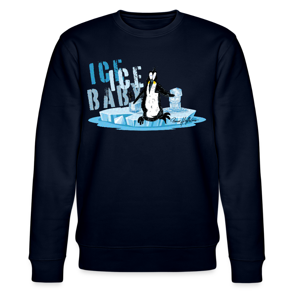 Unisex Bio-Sweatshirt mit ICE ICE BABY PRINT - Navy