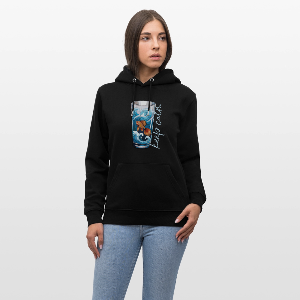 Unisex Bio-Hoodie mit KEEP CALM PRINT - Schwarz