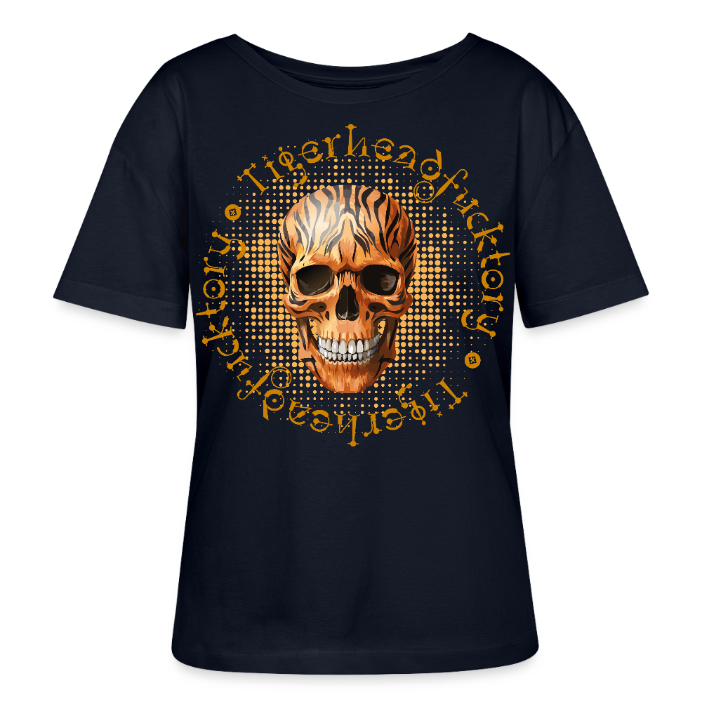 Frauen T-Shirt mit TIGERHEAD SKULL PRINT - Navy