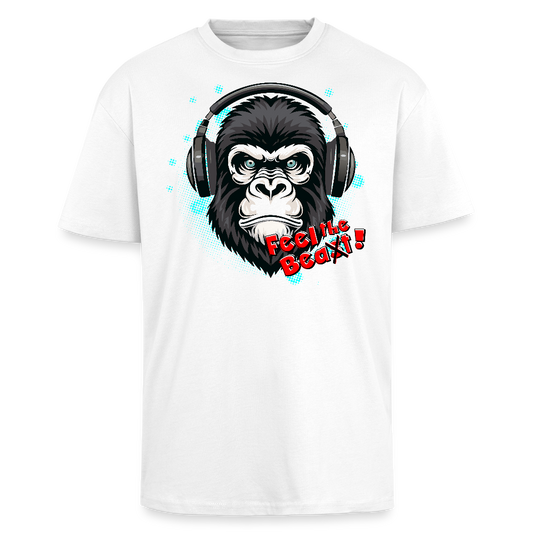 Heavy Oversize T-Shirt mit FEEL THE BEA(S)T PRINT - Weiß