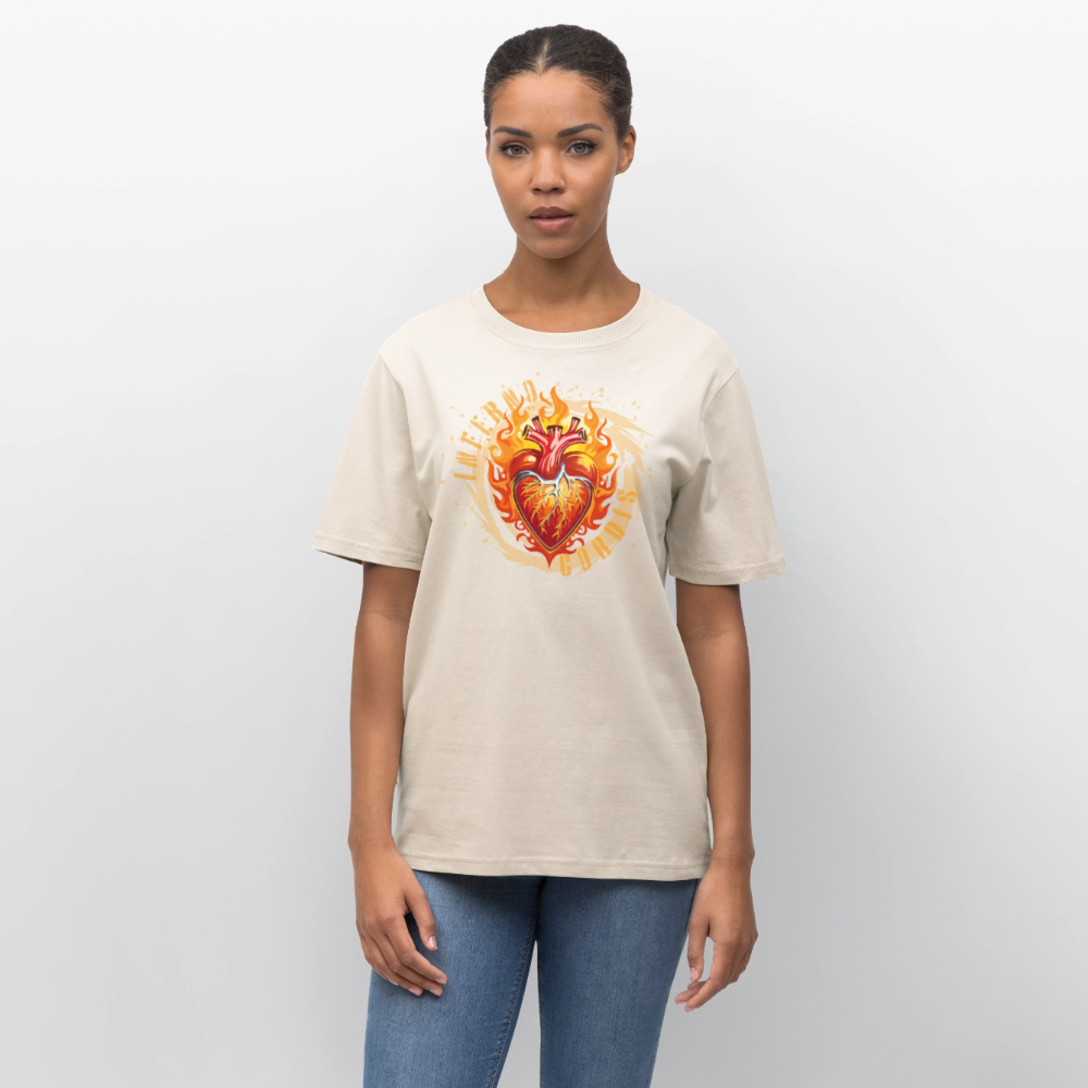 Unisex Bio-T-Shirt mit FEUERHERZ ORANGE PRINT - Naturweiß 