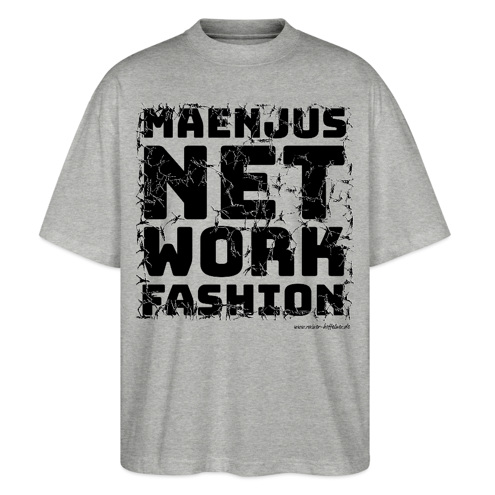 Oversized Unisex Bio T-Shirt mit MAENJUS NETWORK FASHION PRINT - Grau meliert