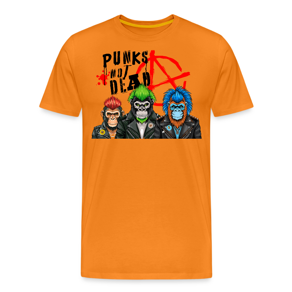 Männer Premium T-Shirt mit PUNKS NOT DEAD PRINT - Orange