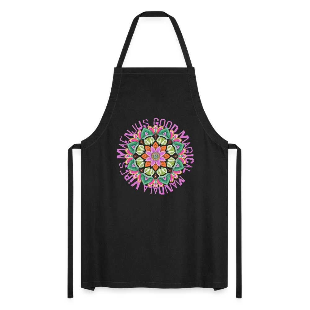 Kochschürze mit Mandala Vibes Motiv V - Schwarz