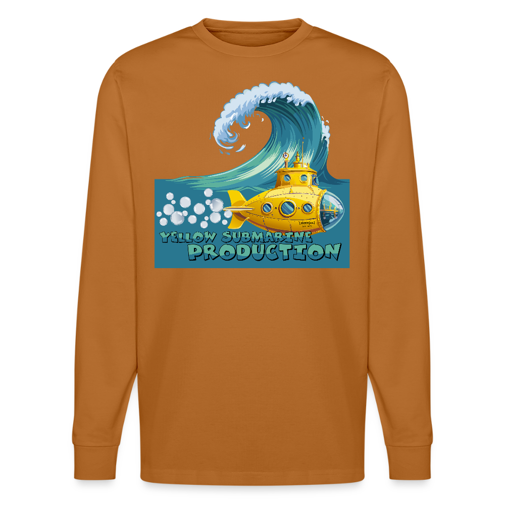 Unisex Bio-Langarmshirt mit YELLOW SUBMARINE PRODUCTION PRINT - Herbstorange