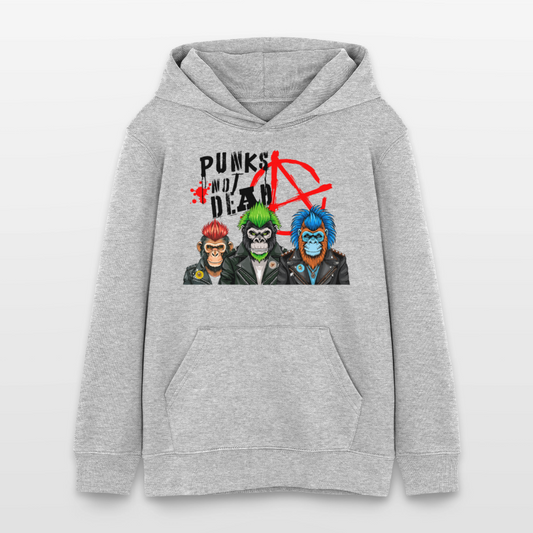 MNJS TEENS Bio-Hoodie mit PUNKS NOT DEAD PRINT - Grau meliert