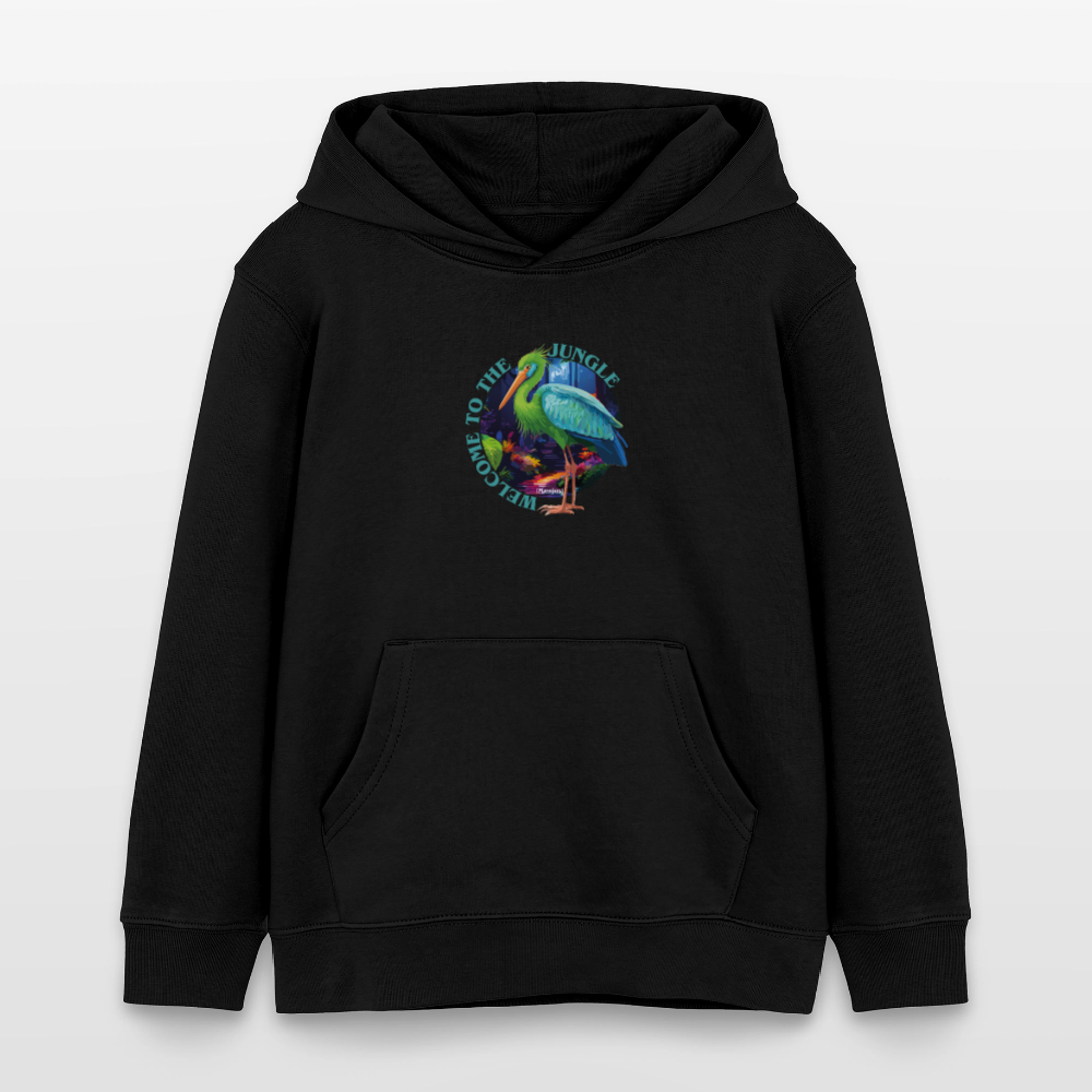 MNJS KIDS Bio-Hoodie mit WELCOME TO THE JUNGLE PRINT - Schwarz