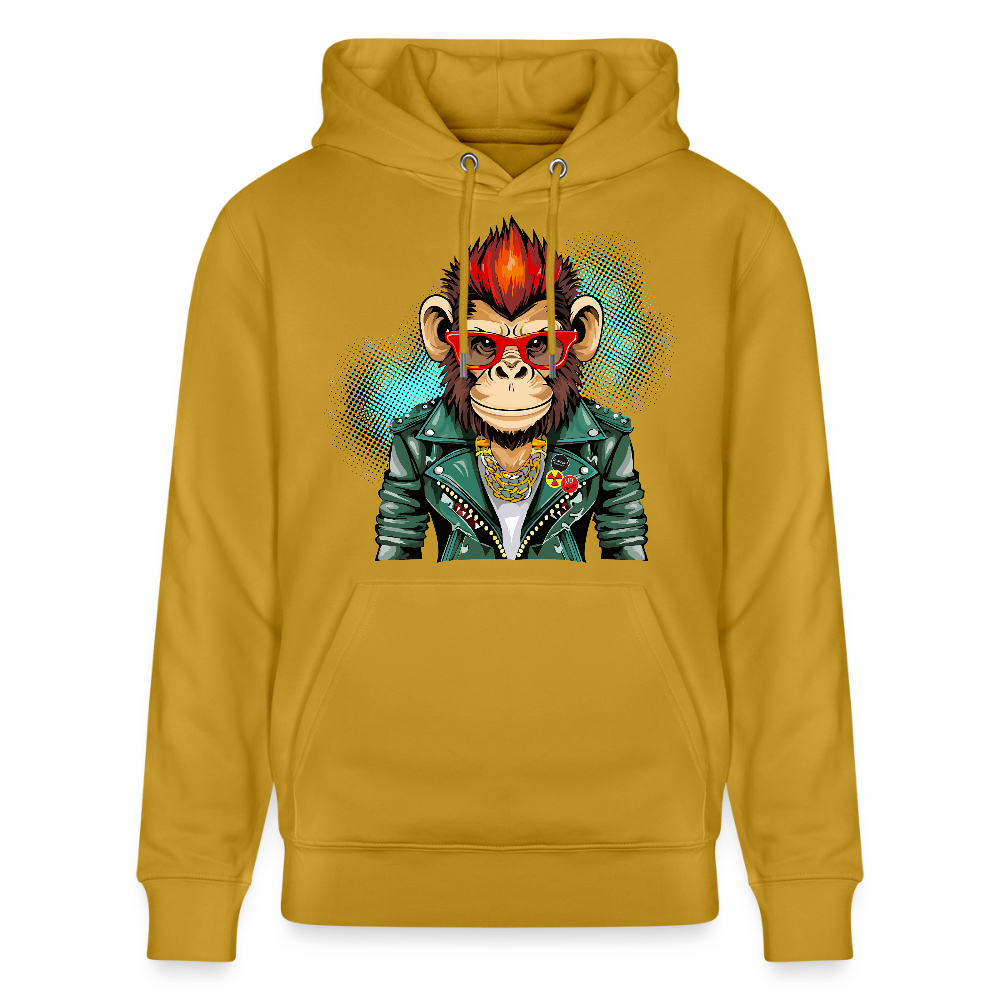 Unisex Hoodie mit MONKEY PRINT - Ocker