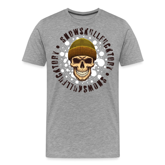Männer Premium T-Shirt mit SNOWSKULL PRINT - Grau meliert
