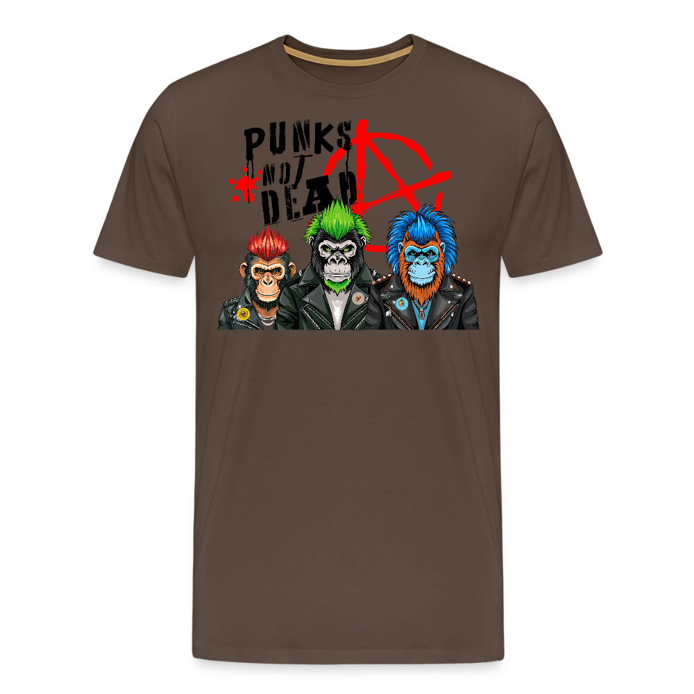 Männer Premium T-Shirt mit PUNKS NOT DEAD PRINT - Edelbraun