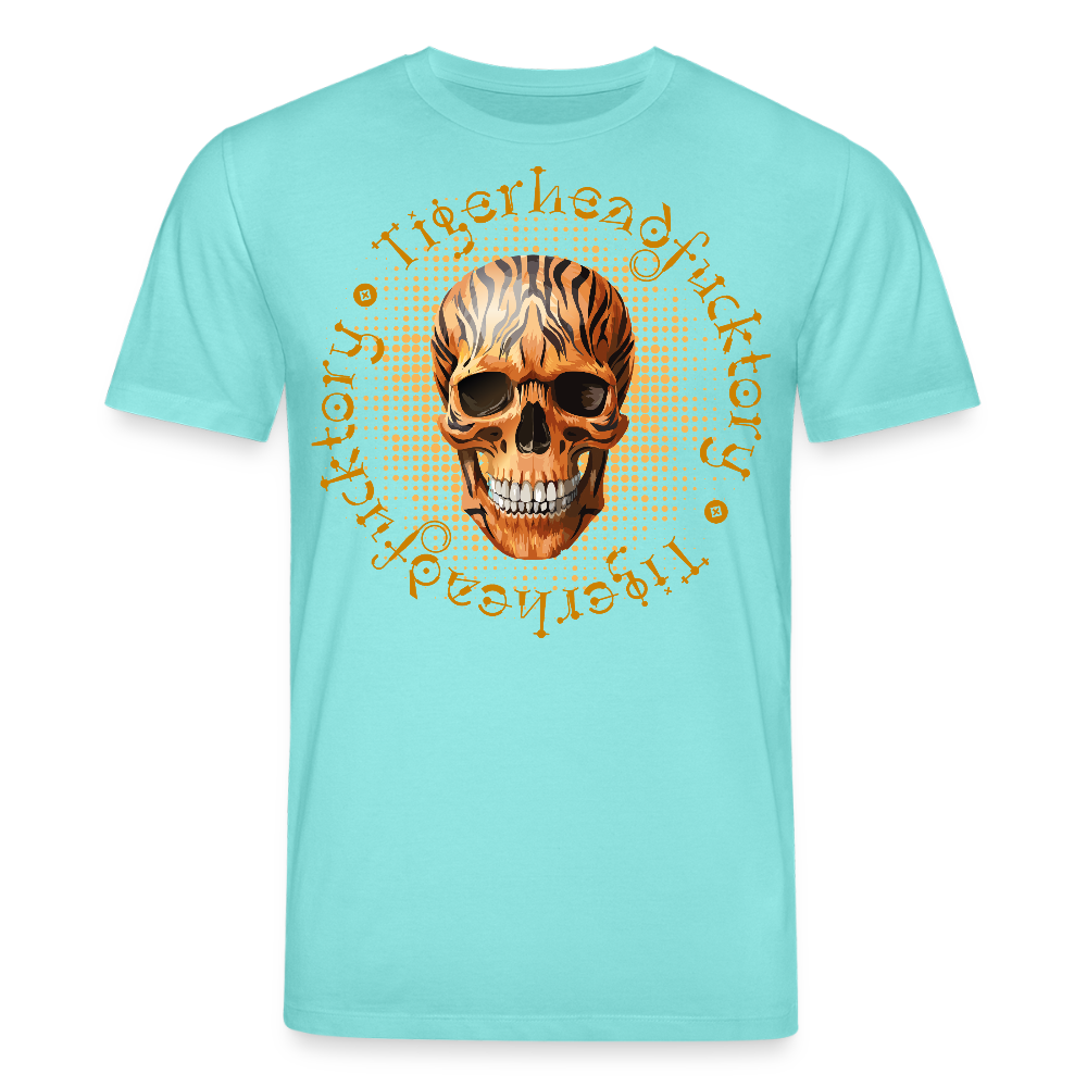 Unisex Bio-T-Shirt mit TIGERHEAD SKULL PRINT Vorderseite - Poolblau
