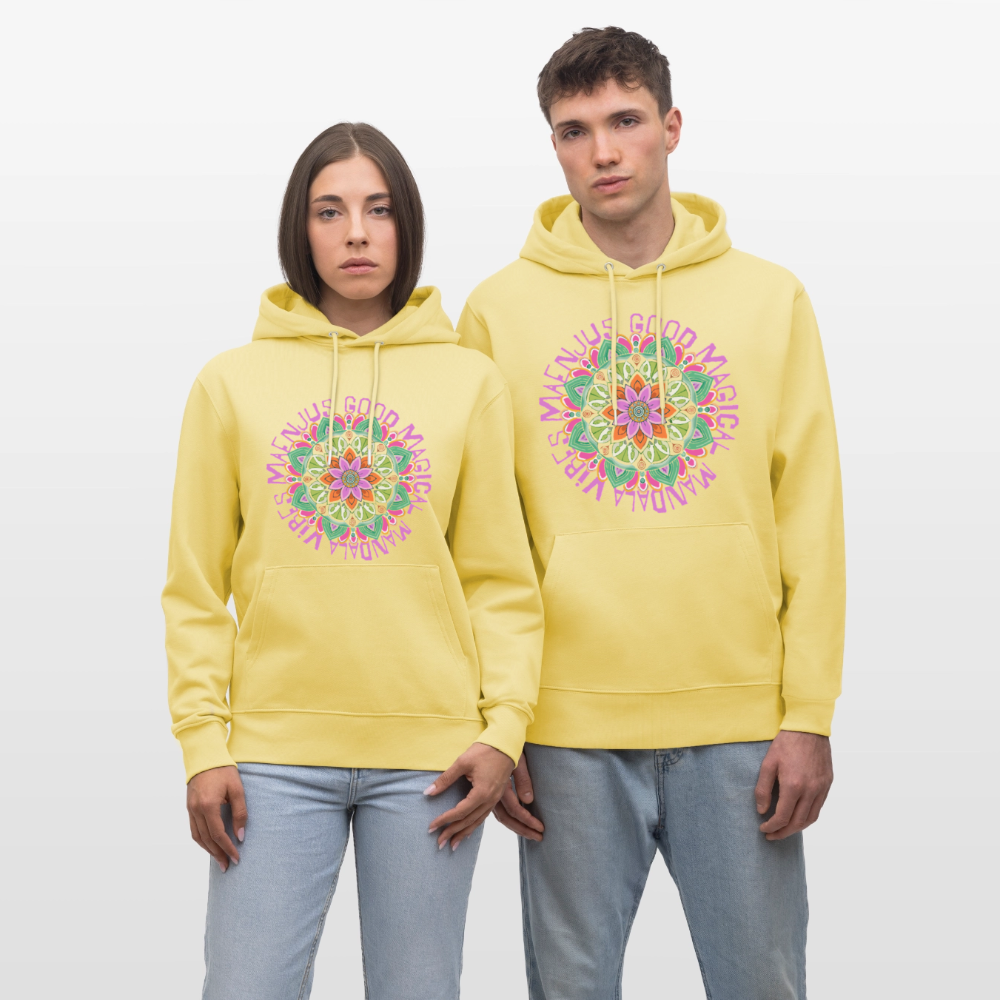 Unisex Bio-Hoodie mit MANDALA VIBES PRINT - Gelb Viva 