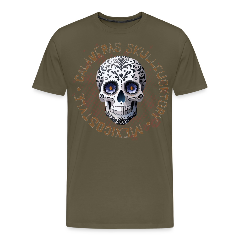 Männer Premium T-Shirt mit CALAVERAS SKULL PRINT - Khaki