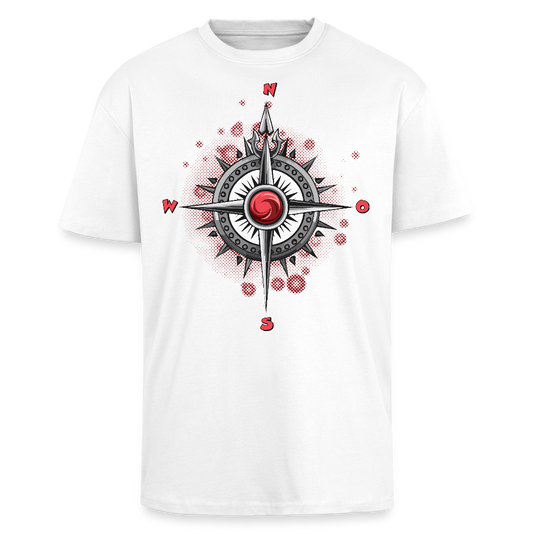 Heavy Oversize T-Shirt mit WINDROSE PRINT - Weiß