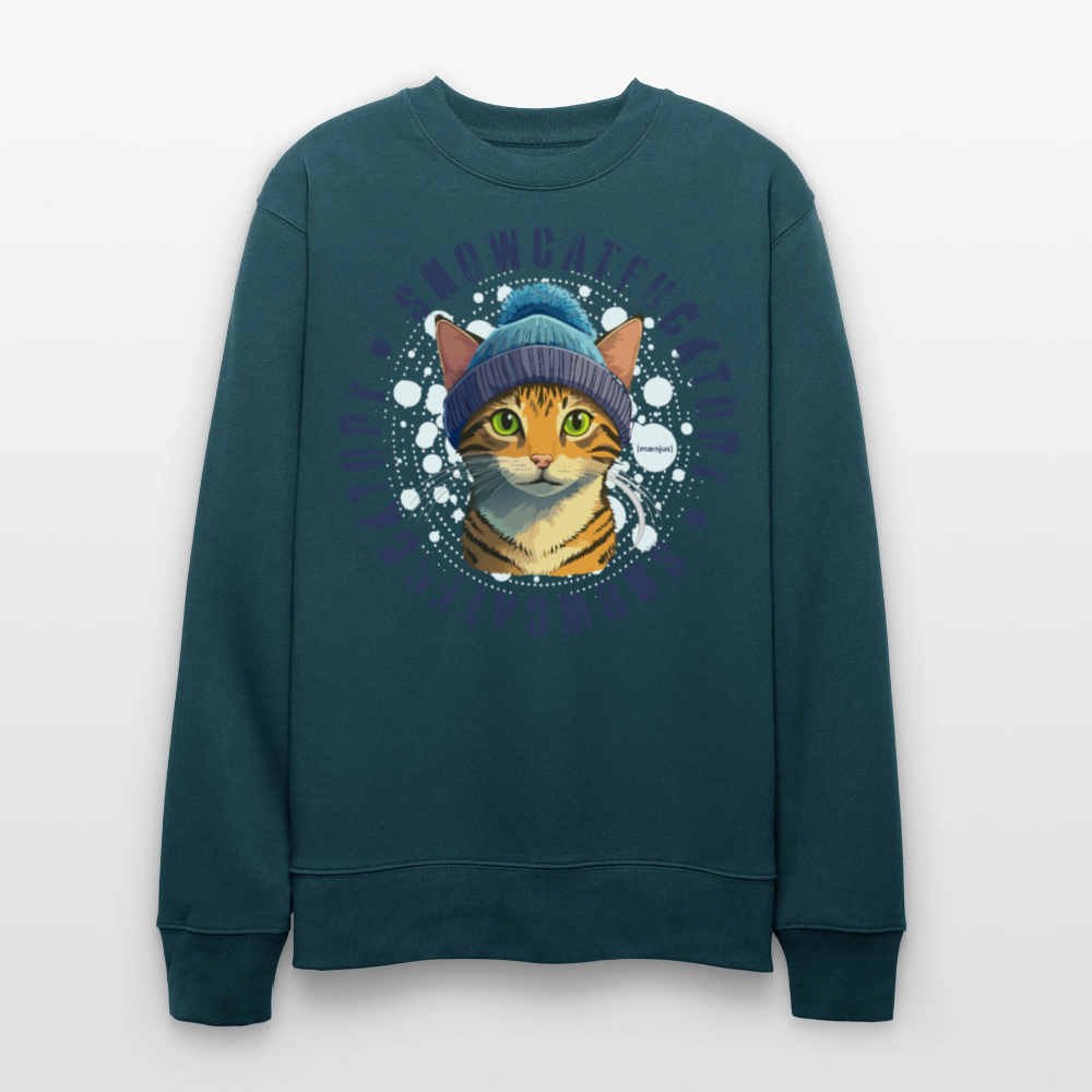 Unisex Bio-Sweatshirt mit SNOWCAT PRINT - Dunkles Petrol