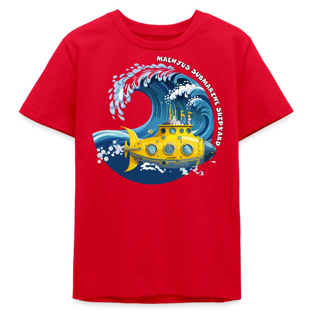 MNJS TEENS Bio T-Shirt mit SUBMARINE SHIPYARD PRINT - Rot
